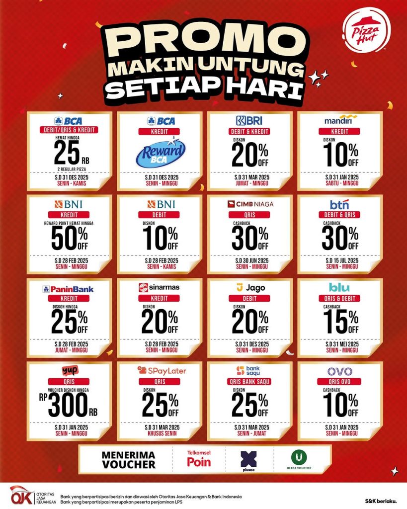 Promo Bank dan  Dompet Online Pizza Hut Untung Setiap Hari