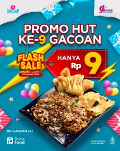Promo Mie Gacoan Flash Sale Hanya Rp 9 di Shopeefood