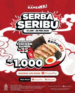 Promo Ramen Ya! Serba Seribu Dengan Pembayaran ShopeePay dan ShopeePaylater
