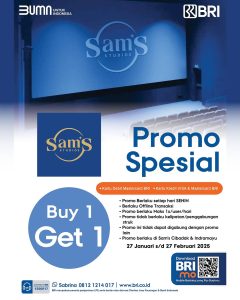 Promo Sam’s Studio Buy 1 Get 1 Tiap Senin dengan Kartu Debit/Kredit BRI
