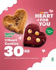 Promo Subway 2 Heart Cookies Hanya Rp 30.000