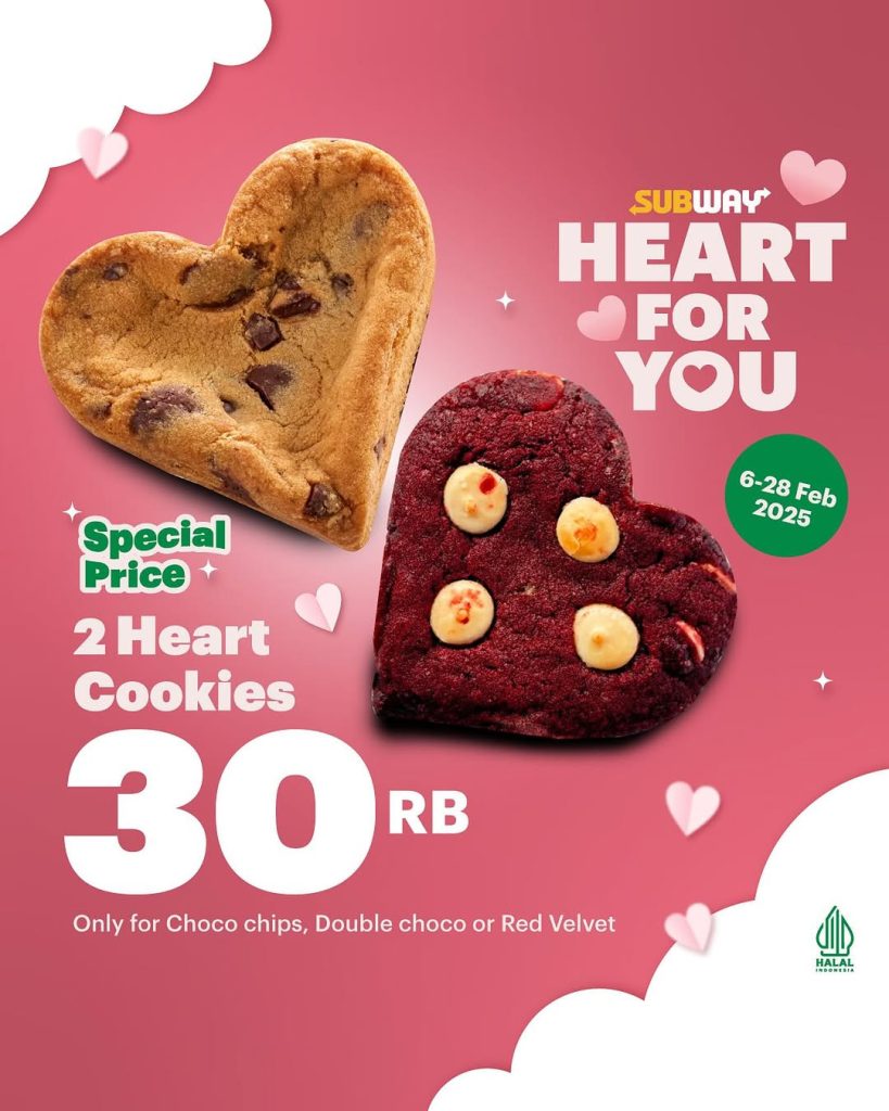 Promo Subway 2 Heart Cookies Hanya Rp 30.000