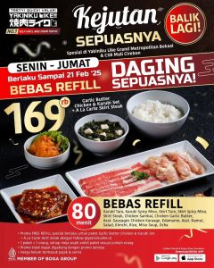 Promo Yakiniku Like Garlic Butter Chicken & Karubi + Skirt Set 169K + Bebas Refill Daging