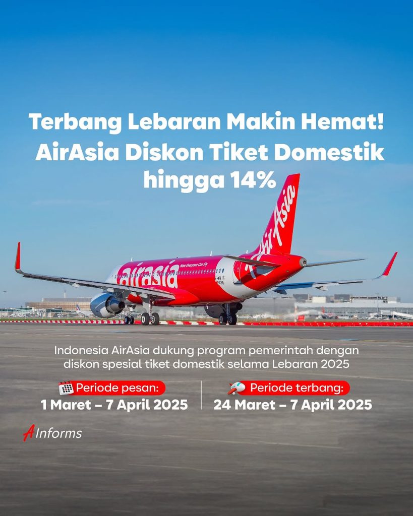 Promo Air Asia Diskon Tiket Domestik s/d 14%