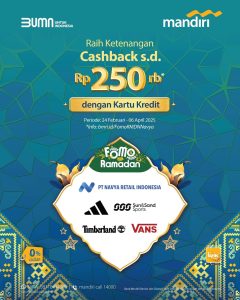 Promo Vans, Adidas, Timberland, etc Cashback s/d Rp 250K dengan Kartu Kredit Mandiri