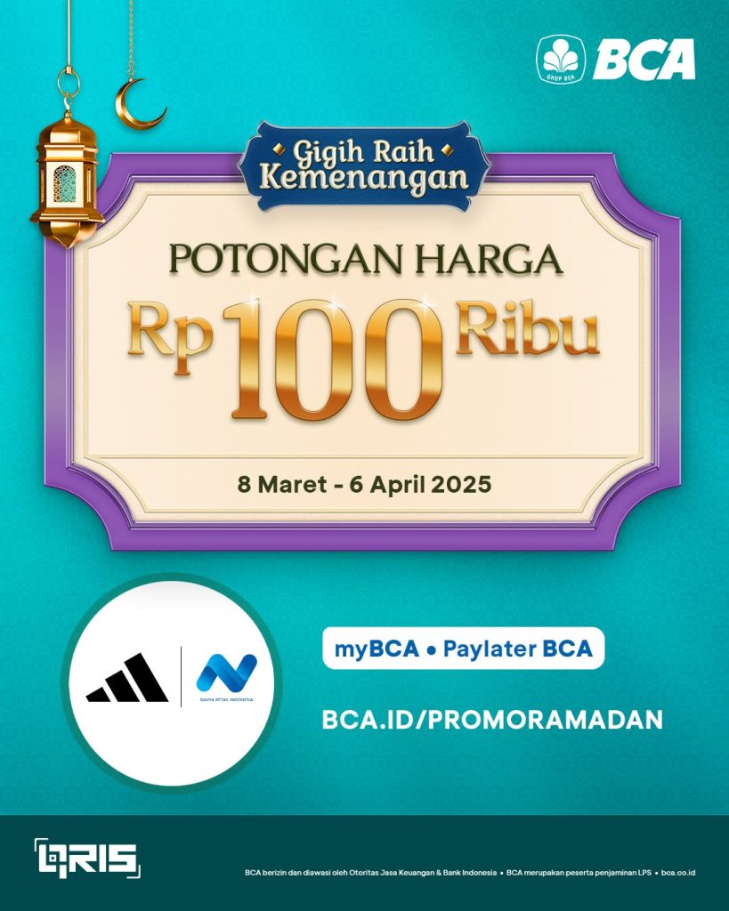Promo Vans dan Adidas Diskon Rp 100.000 dengan QRIS MyBCA dan Paylater BCA