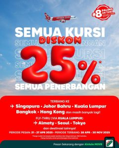 Promo AirAsia Diskon 25% Untuk Semua Penerbangan, Semua Kursi