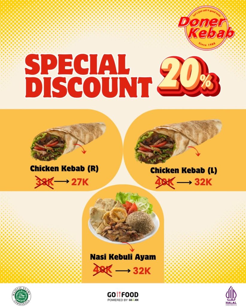 Promo Doner Kebab Diskon 20% dengan Gofood