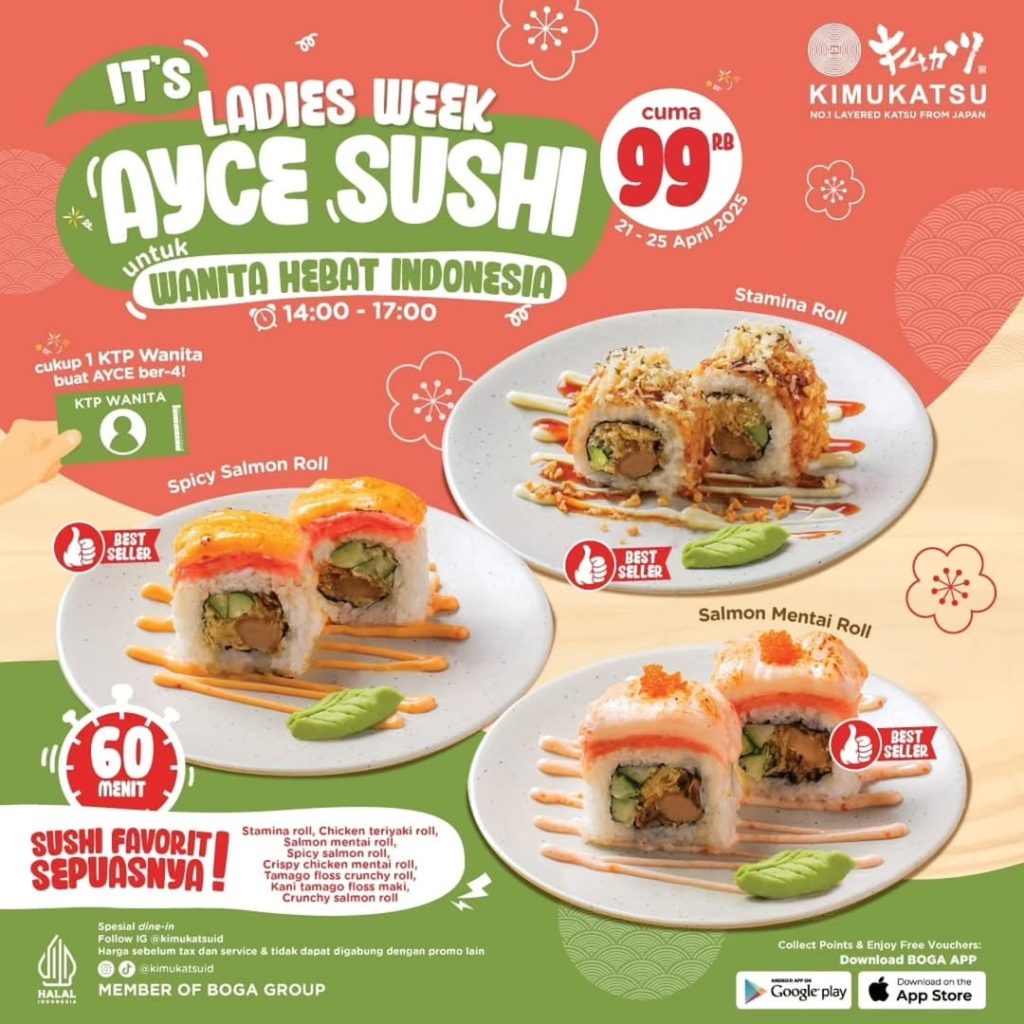 Promo Kimukatsu Ladies Week AYCE Sushi Hanya Rp 99K
