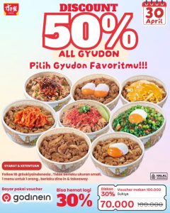 Promo Sukiya Diskon 50% Untuk Gyudon di 30 April 2025