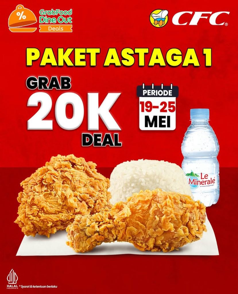 Promo CFC Paket Astaga 1 Rp 20.000 dengan GrabDineOut