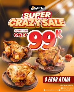 Promo Emados Shawarma Super Crazy Sale 3 Ayam Rp 99.000 22 Mei – 1 Juni 2025