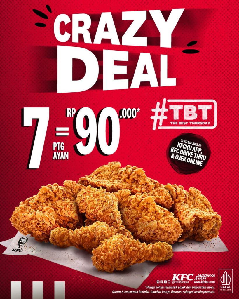 Promo KFC Crazy Deal 7 Ayam Rp 90.000 Tiap Kamis