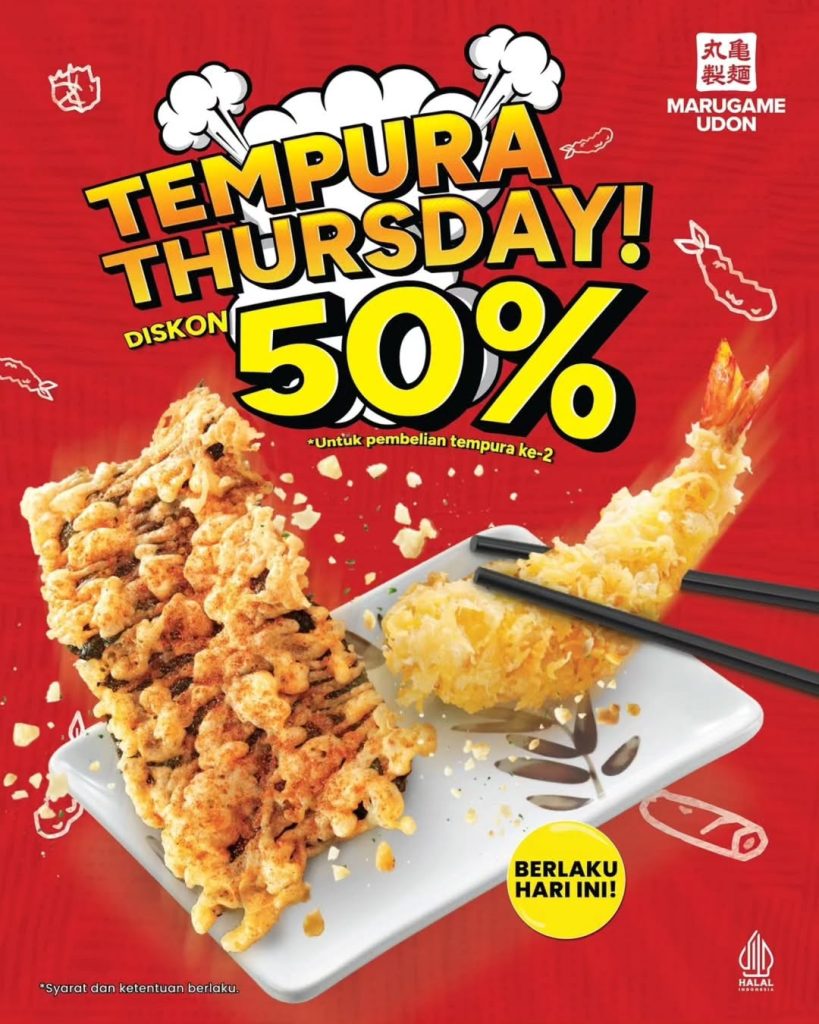 Promo Marugame Udon Tempura Thursday Diskon 50% Tiap Kamis
