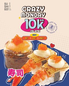 Promo Sushi Go Crazy Monday All Plates Rp 10.000++ May 2025
