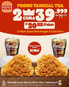 Promo Tanggal Tua Burger King 2 Hanya Rp 39 Ribuan