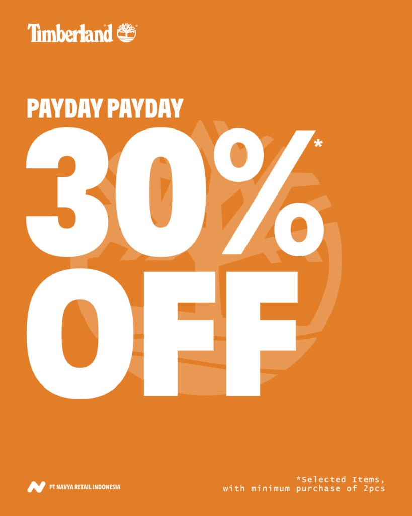 Promo Timberland Payday Diskon 30% s/d 8 Juni 2025