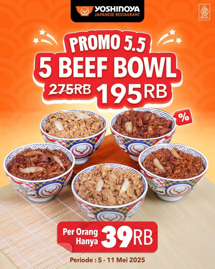 Promo  Yoshinoya 5.5 5 Beef Bowl Hanya Rp 195.000
