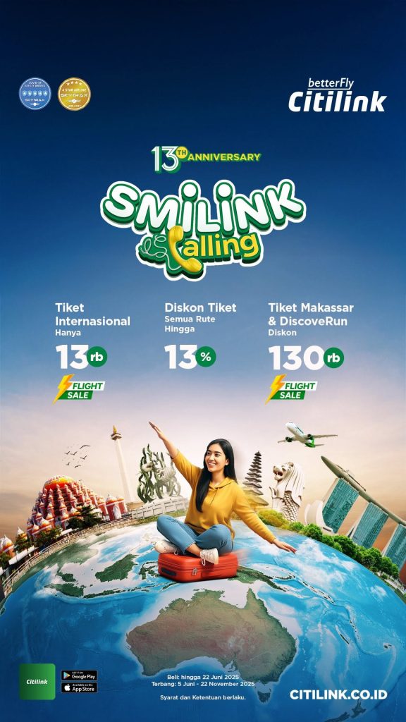 Promo Citilink Smilink Calling Diskon Tiket 13% + Promo Lainnya