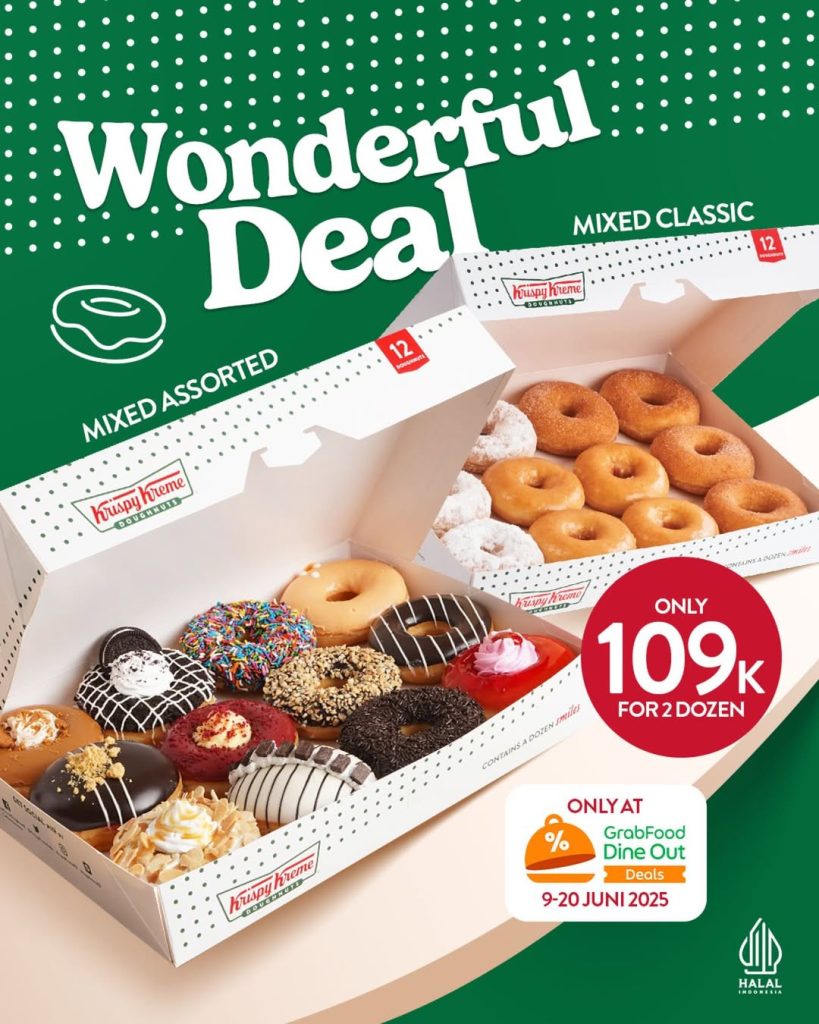 Promo Krispy Kreme Wonderful Deal Rp 109.000/2 Lusin dengan GrabFood DineOut