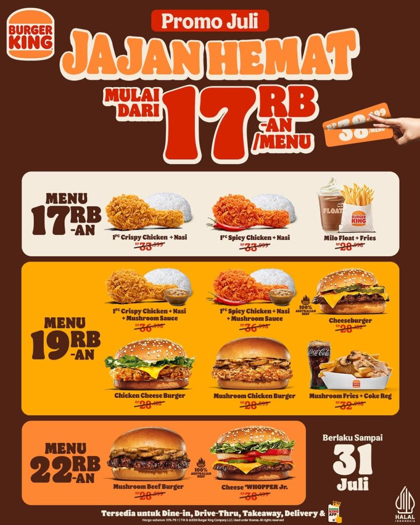 Promo Burger King Jajan Hemat Mulai Dari Rp 17.000