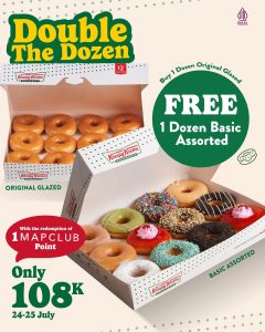 Promo Krispy Kreme Double the Dozen Buy 1 Get 1 Dozen hanya Rp 108K