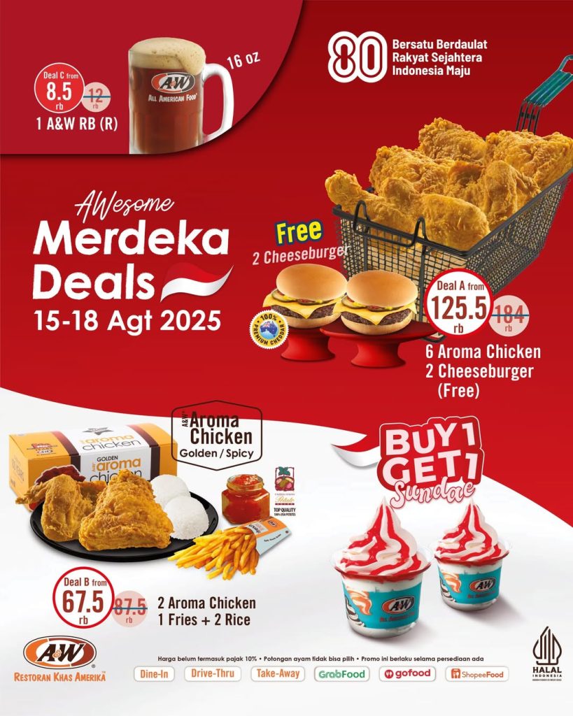 Promo A&W Merdeka Deals 15 – 17 Agustus 2025