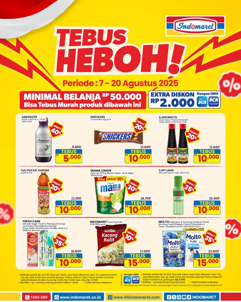 Promo Indomaret Tebus Heboh Periode 7 – 20 Agustus 2025