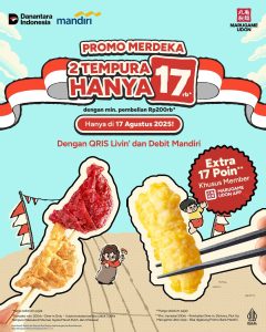 Promo Marugame Udon 2 Tempura Rp 17.000 dengan QRIS Bank Mandiri