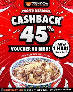 Promo Merdeka Yoshinoya 2025 Cashback 45%