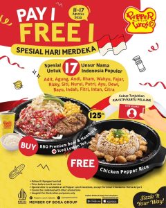 Promo Pepper Lunch Pay 1 FREE 1 Spesial Hari Merdeka