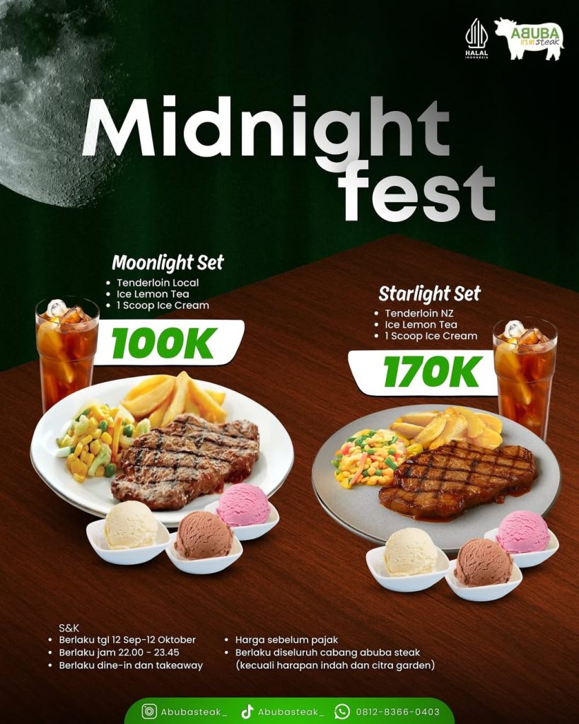 Promo Abuba Steak Midnight Fest Mulai Dari Rp 100.000