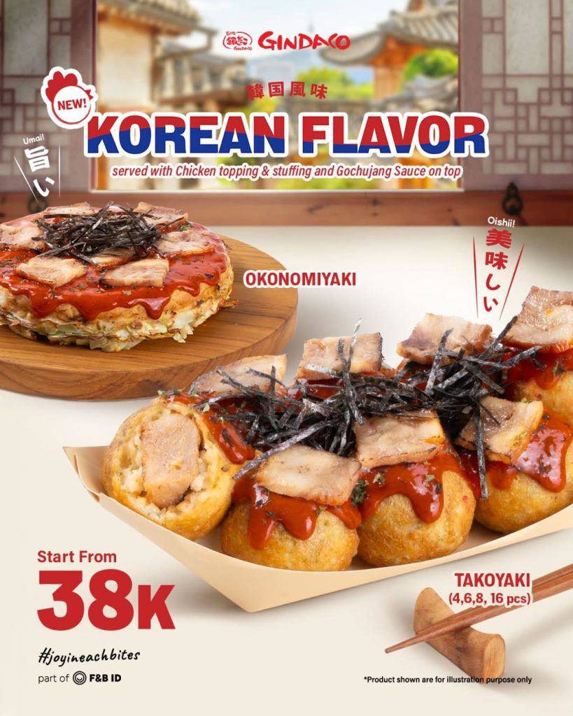 Promo Gindaco Korean Flavor Mulai Dari  Rp 38K