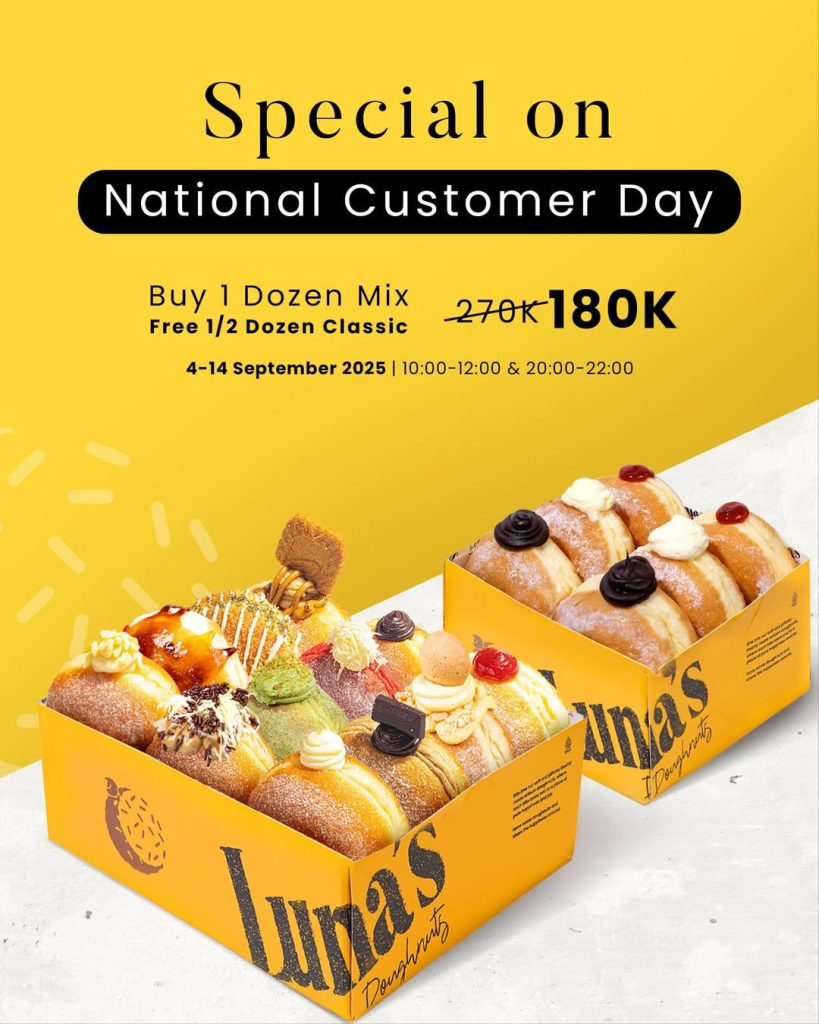 Promo Luna Doughnuts Customer’s Day GRATIS 1/2 Lusin Donat