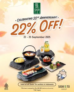 Promo Sushi Tei Anniversary Diskon 22%
