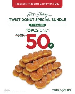 Promo Tous Le Jours National International Customer’s Day 10 Twist Donuts Rp 50.000
