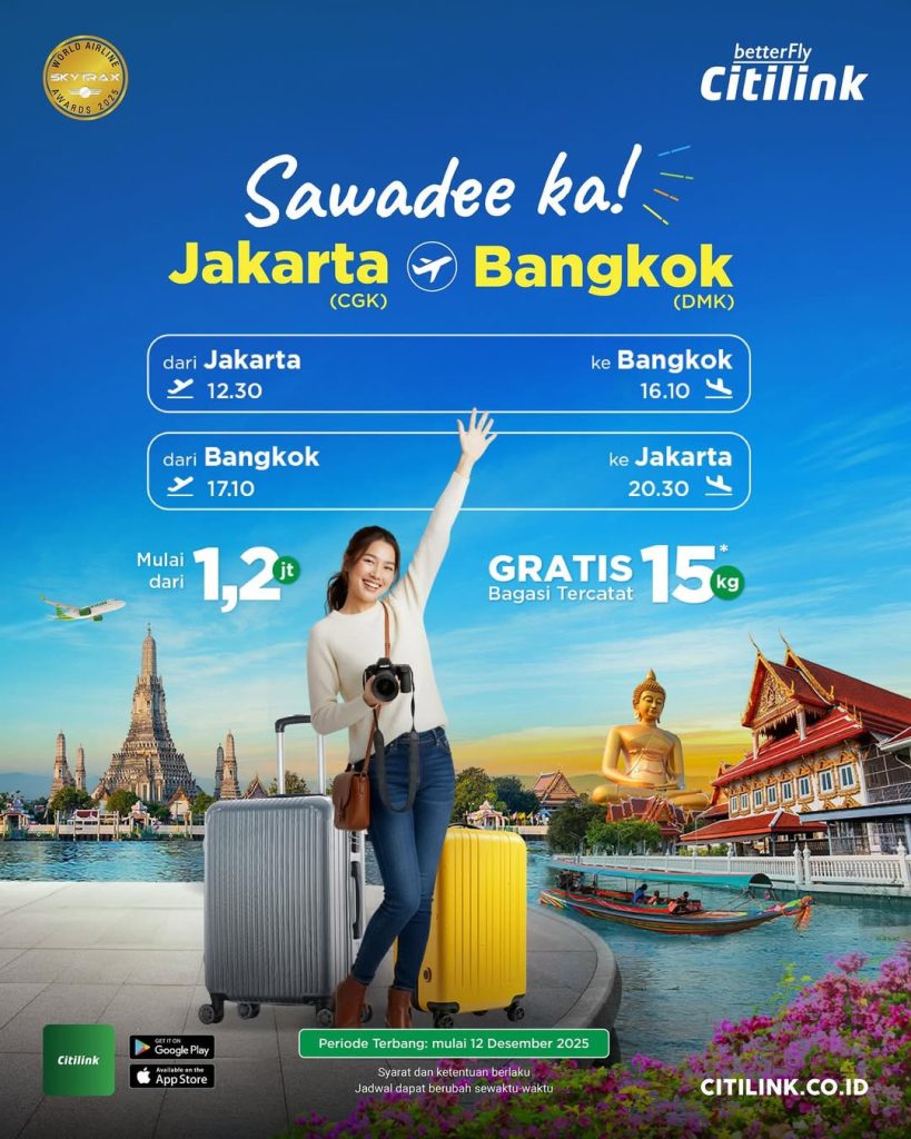 Promo Citilink Jakarta – Bangkok Mulai Dari Rp 1.2 Juta