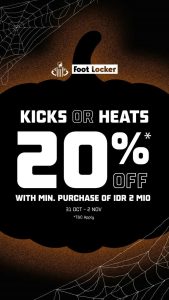 Promo Foot Locker Kicks or Heat Diskon 20% Untuk Pembelian Minimal Rp 2.000.000