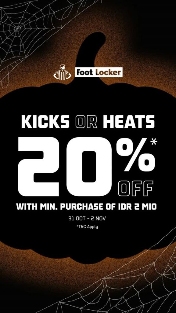 Promo Foot Locker Kicks or Heat Diskon 20% Untuk Pembelian Minimal Rp 2.000.000