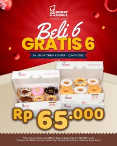 Promo Mister Donut Beli 6 GRATIS 6 Hanya Rp 65.000