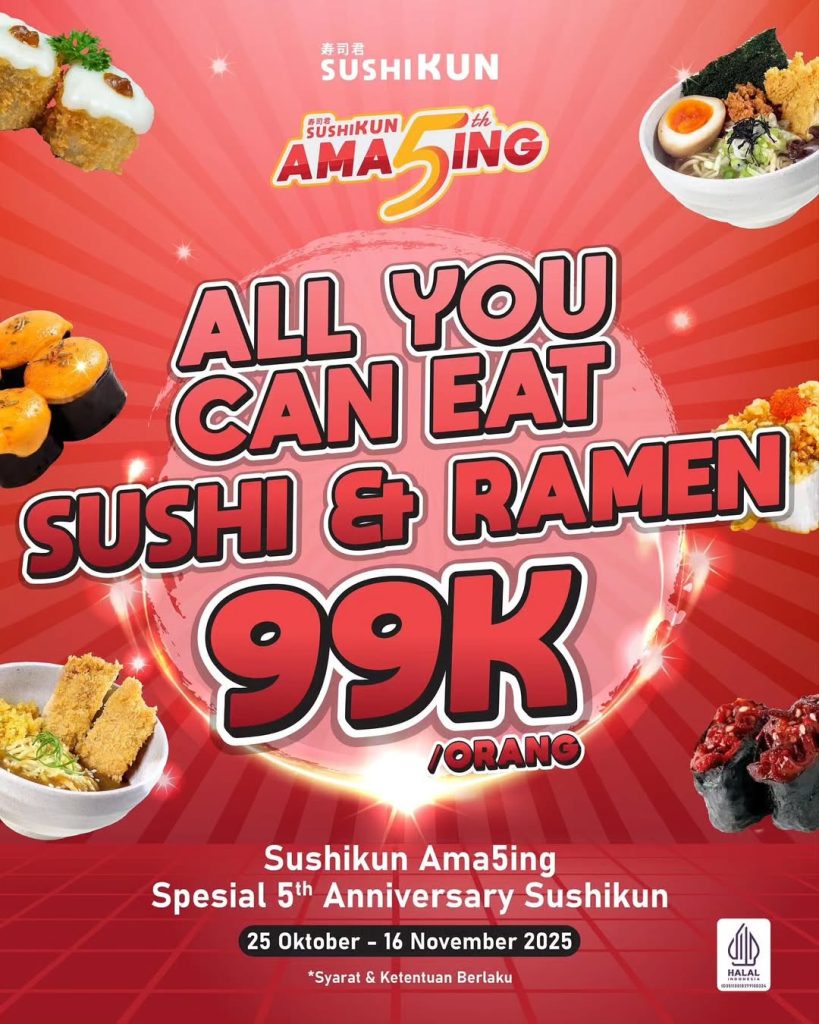 Promo Sushikun AYCE Sushi & Ramen Hanya Rp 99K
