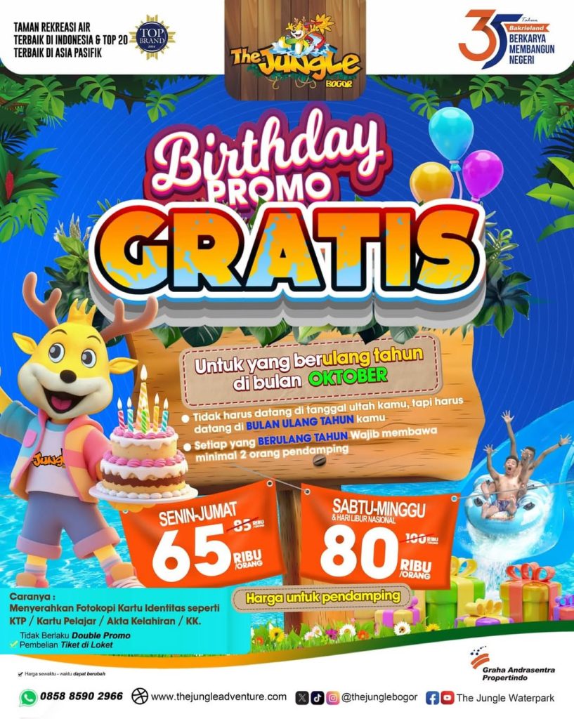 Promo The Jungle Birthday Promo GRATIS Buat Yang Berulang Tahun Oktober 2025