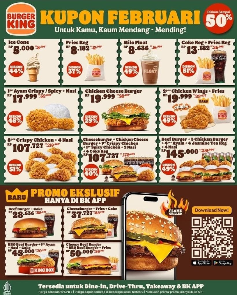 Burger King – Kupon Februari. Diskon Hingga 50%