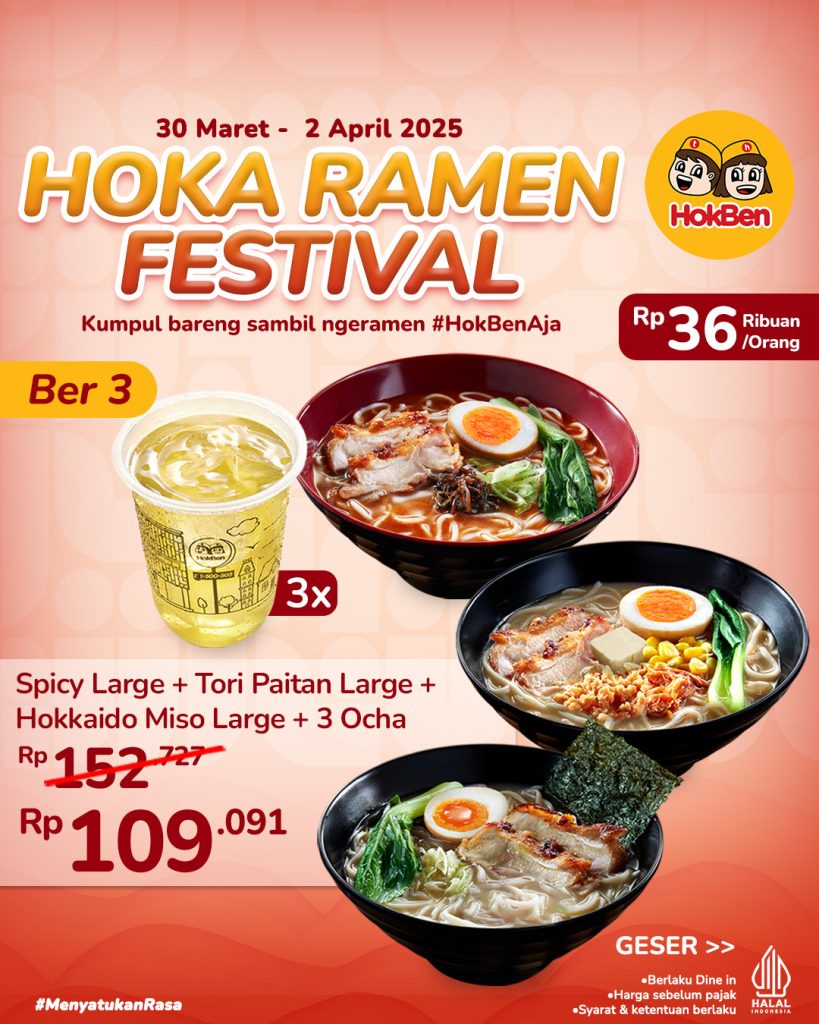 Hoka Ramen Festival HokBen – Promo Ramen Murah Mulai Dari Rp 29 Ribuan